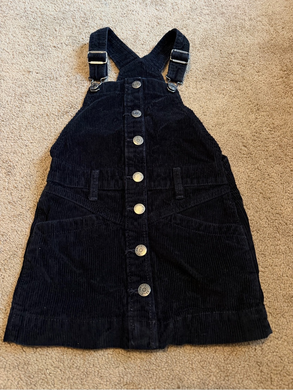 GAP Denim Black Corduroy Overall Dress Girls XS 4-5 Overalls Jumper